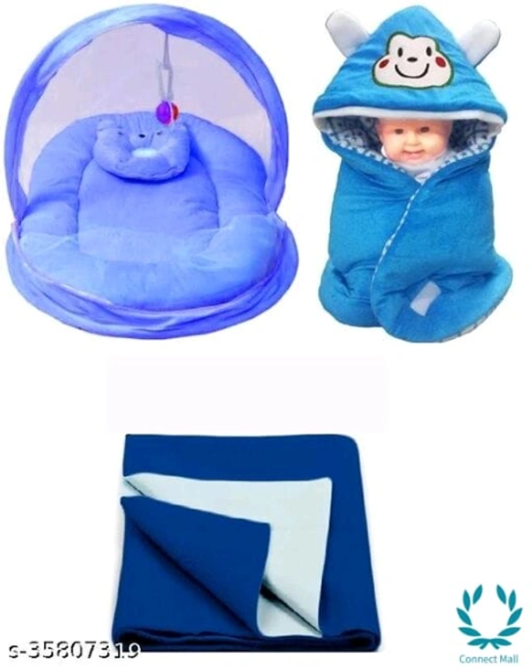 Graceful Bassinet & Cradle Mattress Protection - Standard, Pink, Velvet Filling Mterial: Polyster, Mosquito Net, Pack of:3